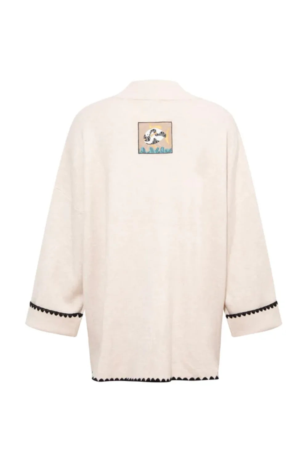 Le-Monade Dreams-Triko Ekru Siyah Sıçandiş Nakışlı Oversize Tunik-Kazak & Triko-2-Milagron.com