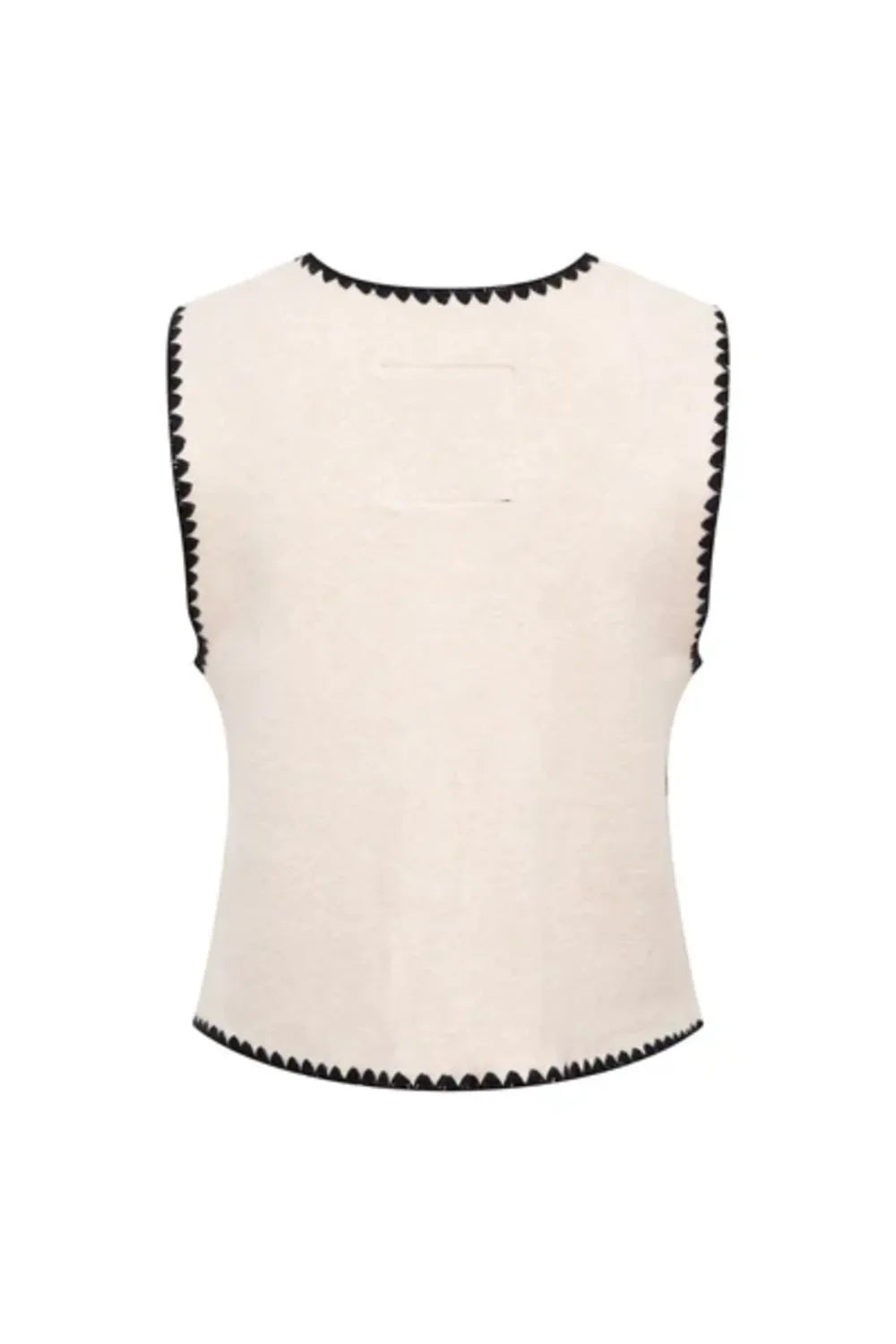 Le-Monade Dreams-Triko Ekru Siyah Sıçandiş Nakışlı Yelek-Yelek-2-Milagron.com