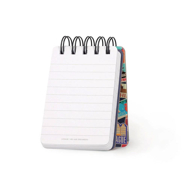 Legami Çizgili Spiral Ciltli Defter - Mini - Gezi Desenli