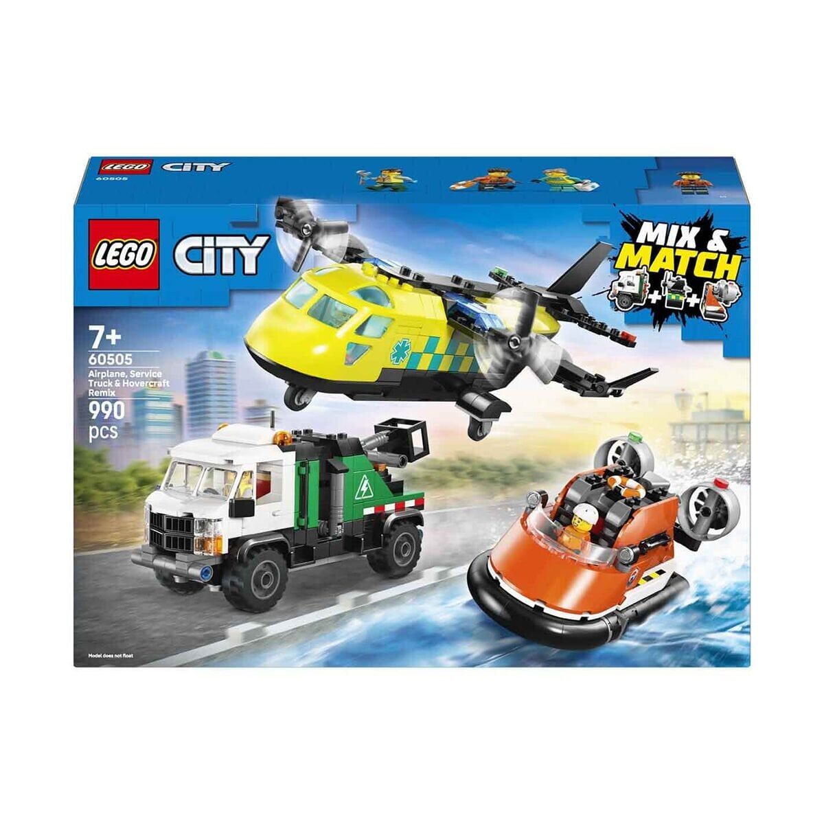 60505 Lego City Uçak, Servis Kamyonu Ve Hoverkraft 990 Parça +7 Yaş