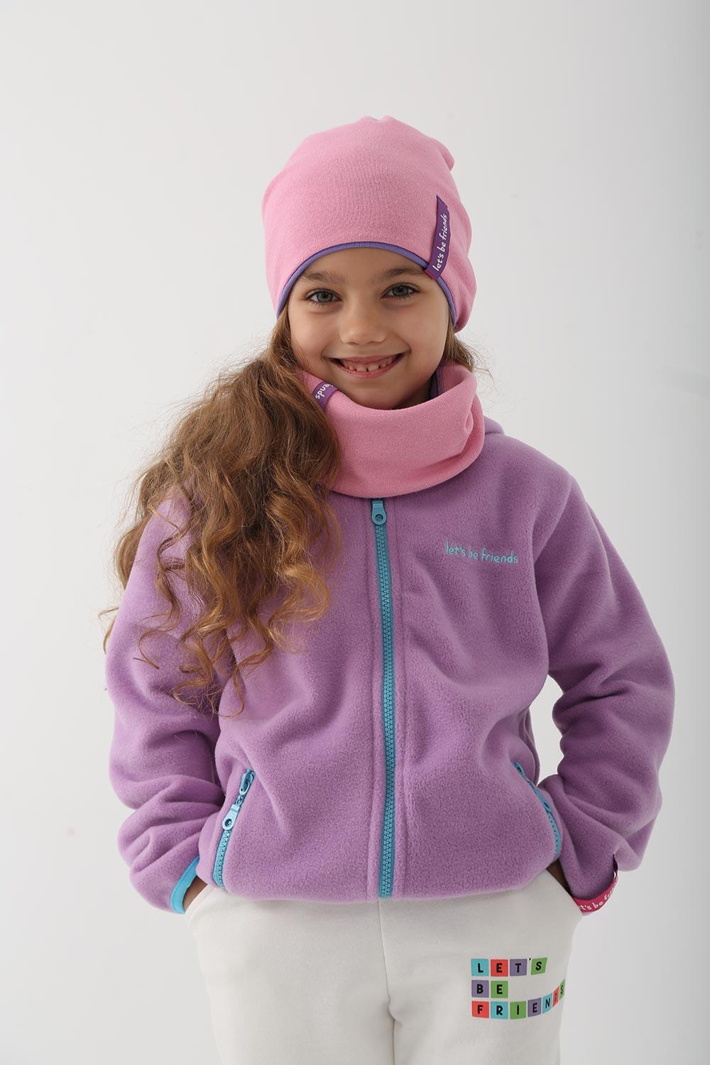 Let's Be Friends-Çift Taraflı Bere/Boyunluk Set - Pembe/Lila-Şapka-1-Milagron.com