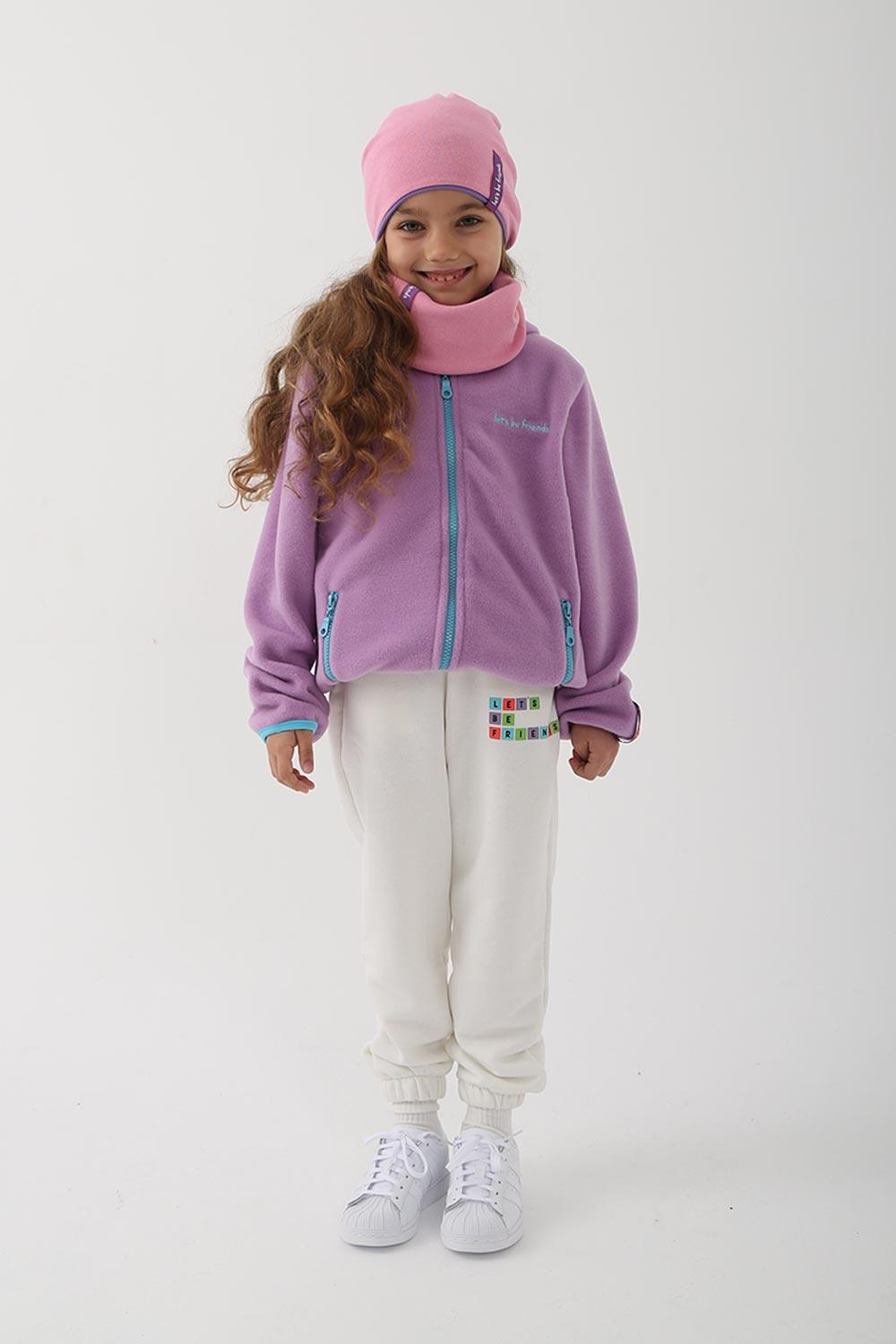 Let's Be Friends-Çift Taraflı Bere/Boyunluk Set - Pembe/Lila-Şapka-5-Milagron.com