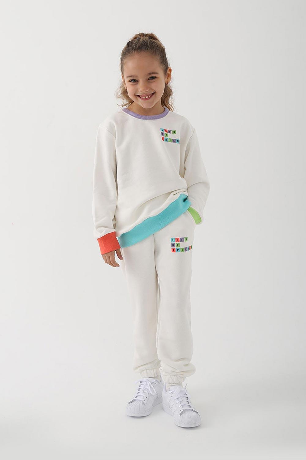 Let's Be Friends-Jogger Pantolon - Ekru-Eşofman-4-Milagron.com