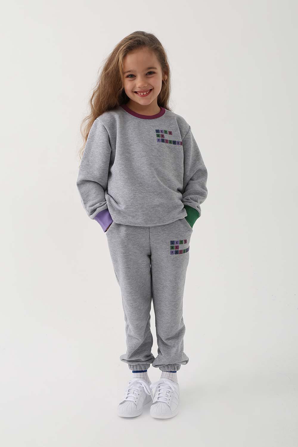 Let's Be Friends-Jogger Pantolon - Gri Melanj-Eşofman-1-Milagron.com