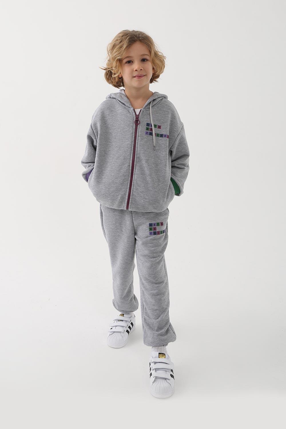 Let's Be Friends-Jogger Pantolon - Gri Melanj-Eşofman-3-Milagron.com