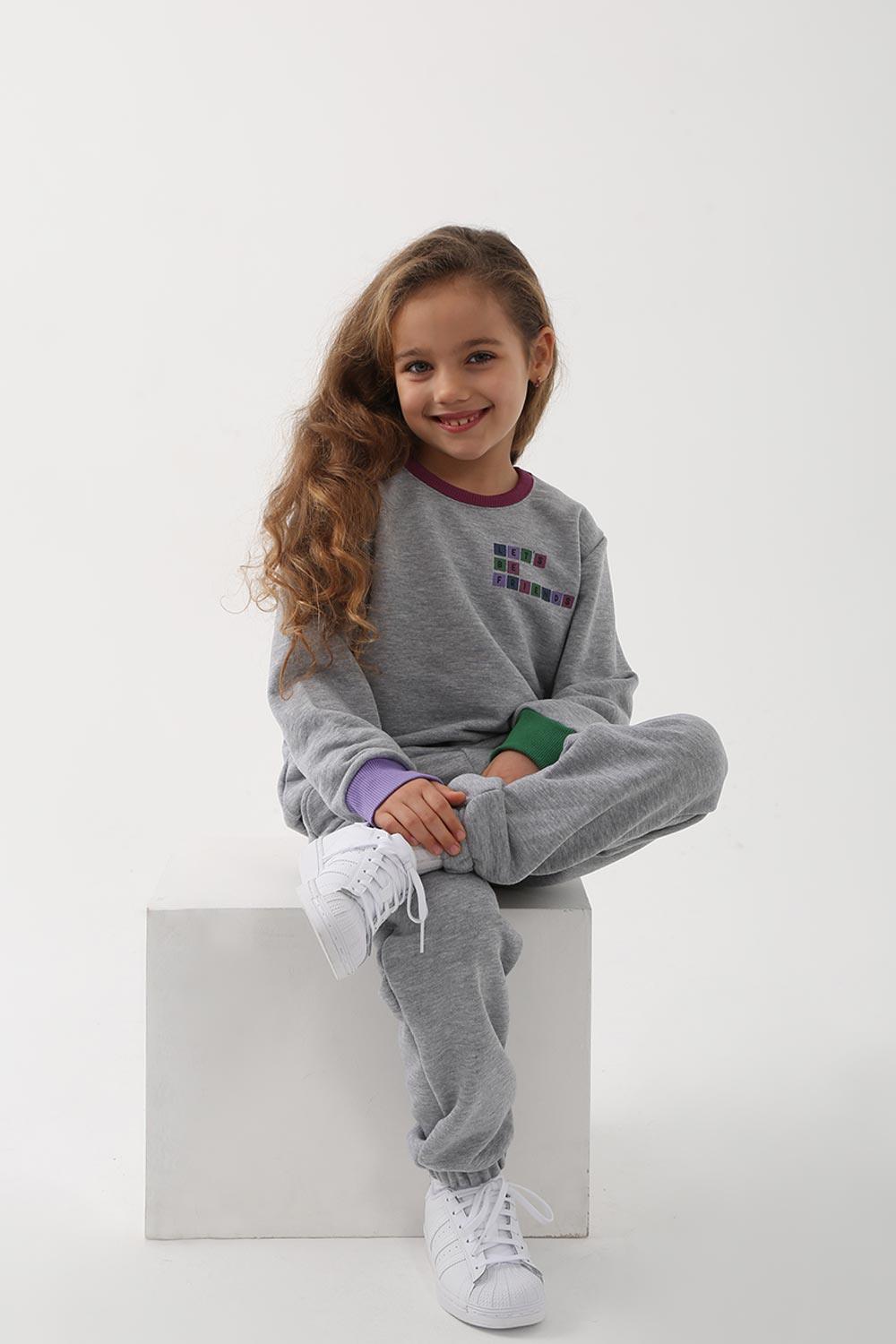 Let's Be Friends-Jogger Pantolon - Gri Melanj-Eşofman-4-Milagron.com