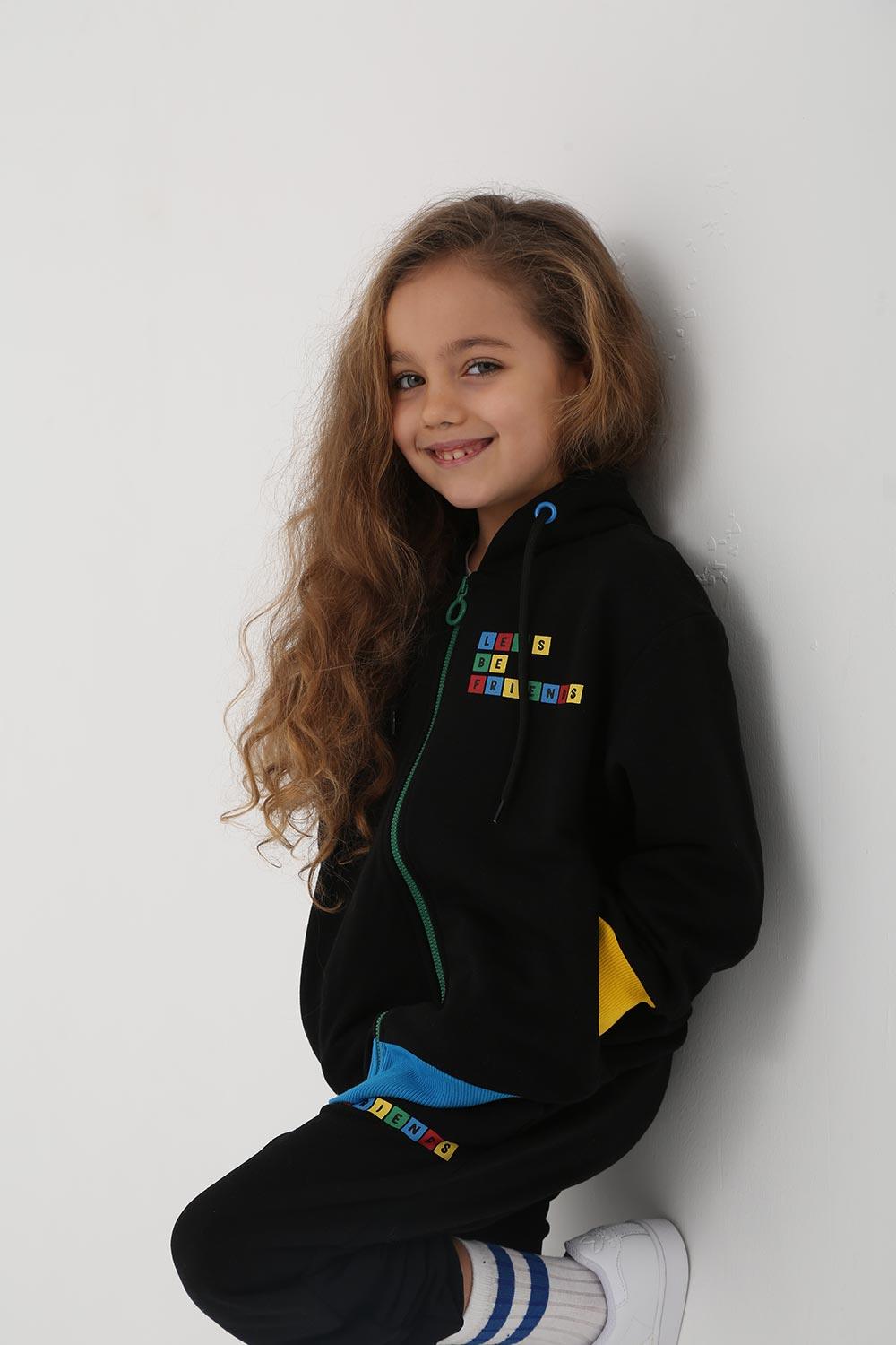 Let's Be Friends-Jogger Pantolon - Siyah-Eşofman-3-Milagron.com