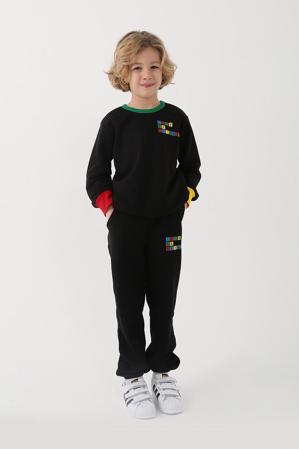 Let's Be Friends-Jogger Pantolon - Siyah-Eşofman-4-Milagron.com