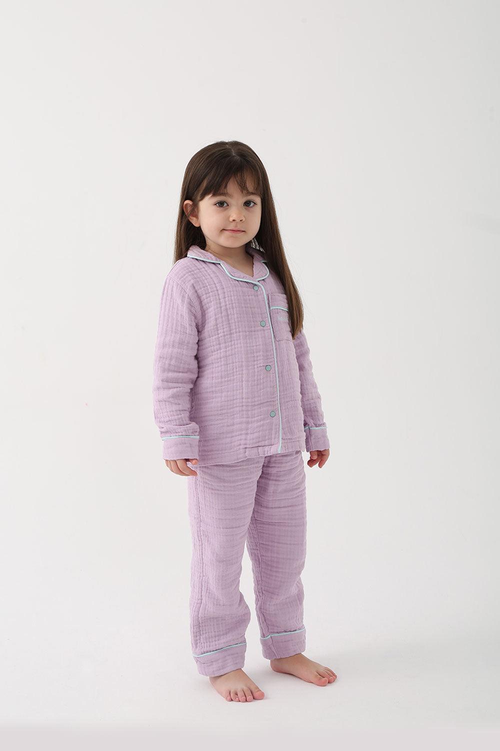 Let's Be Friends-Organik Muslin Pijama Takımı - Lila-Pijama Takımı-2-Milagron.com