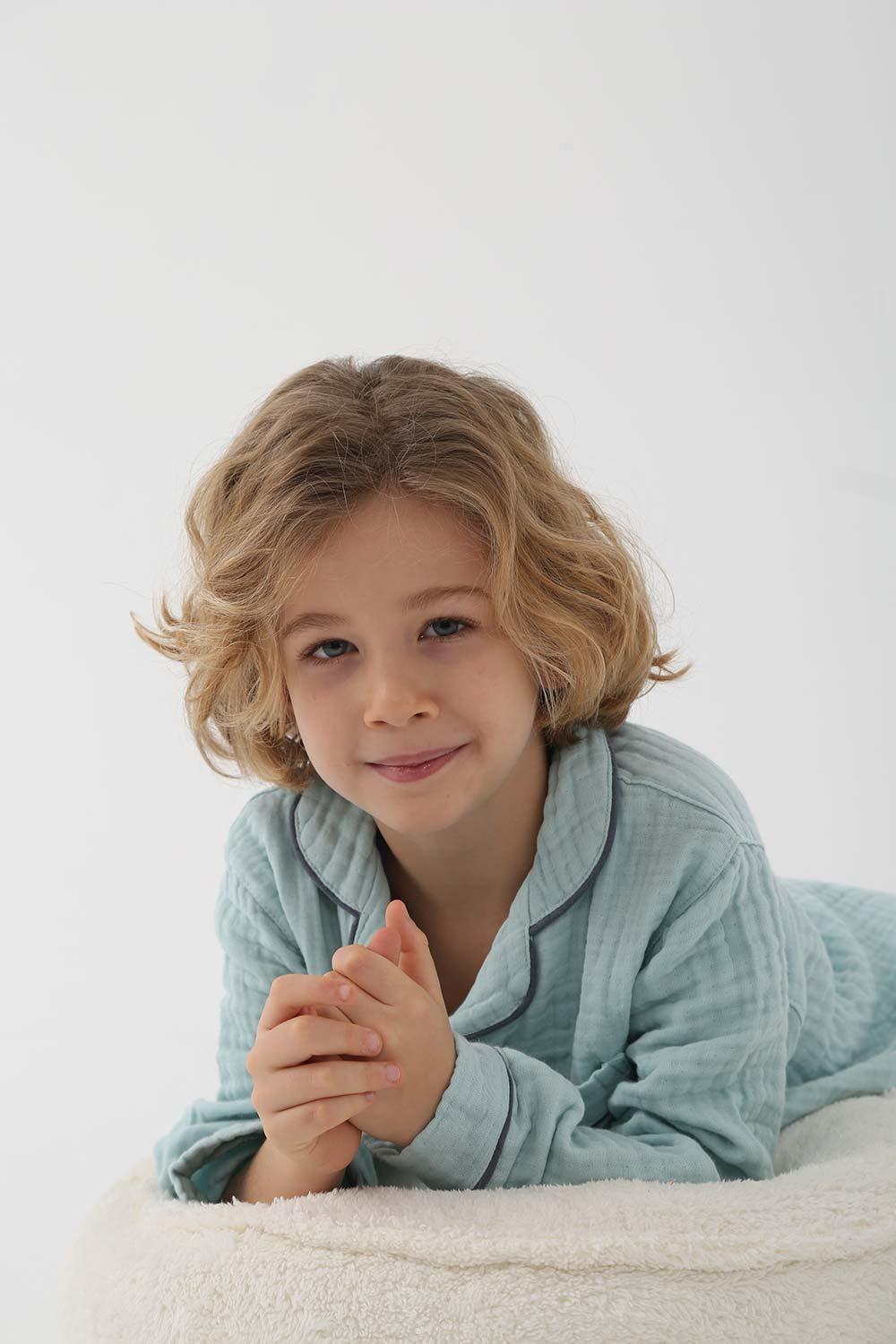 Let's Be Friends-Organik Muslin Pijama Takımı - Mint Yeşili-Pijama Takımı-3-Milagron.com