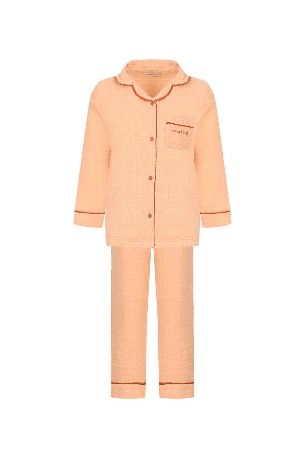 Let's Be Friends-Organik Muslin Pijama Takımı - Pudra-Pijama Takımı-1-Milagron.com