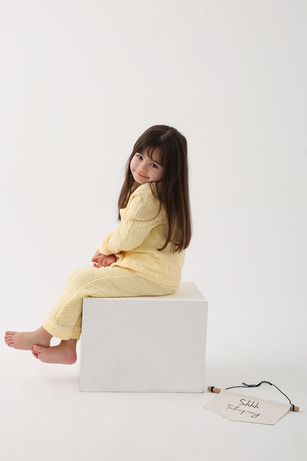 Let's Be Friends-Organik Muslin Pijama Takımı - Sarı-Pijama Takımı-3-Milagron.com