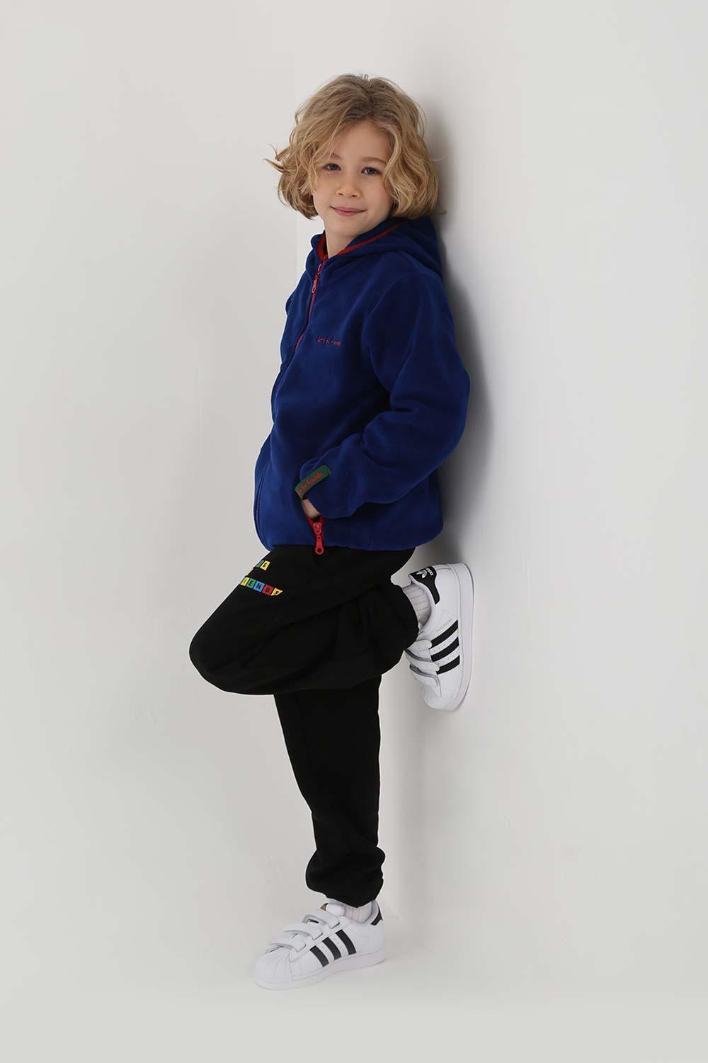 Let's Be Friends-Polar Zipli Hoodie - Mavi-Sweatshirts & Hoodies-2-Milagron.com