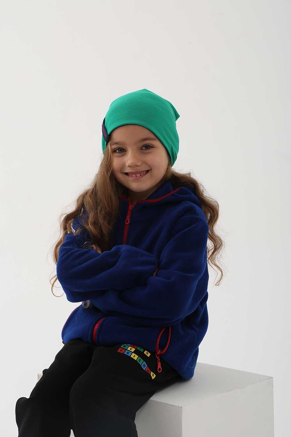 Let's Be Friends-Polar Zipli Hoodie - Mavi-Sweatshirts & Hoodies-3-Milagron.com
