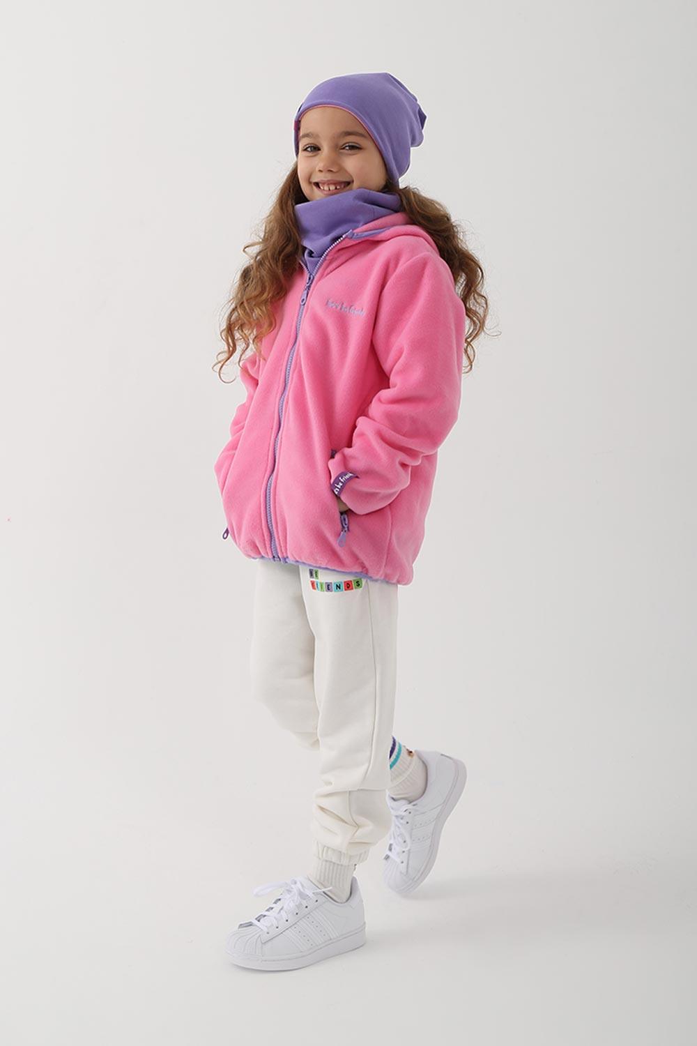 Let's Be Friends-Polar Zipli Hoodie - Pembe-Sweatshirts & Hoodies-3-Milagron.com