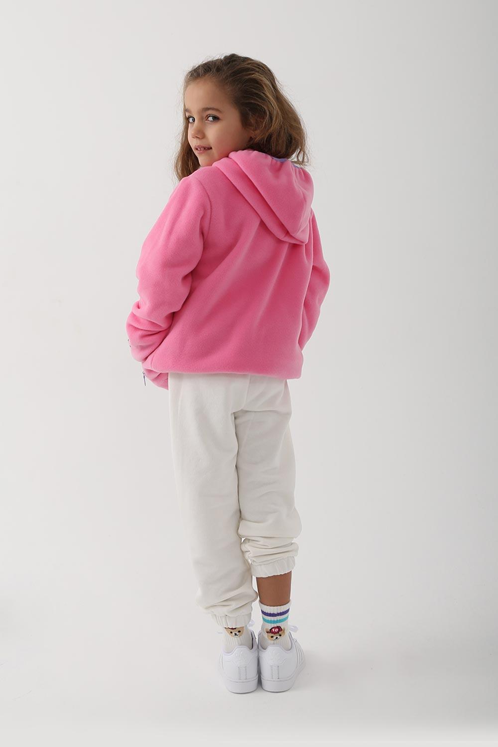 Let's Be Friends-Polar Zipli Hoodie - Pembe-Sweatshirts & Hoodies-4-Milagron.com