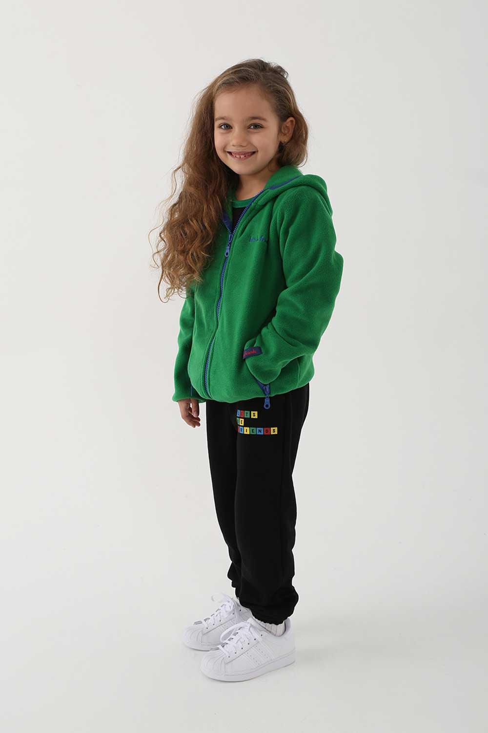 Let's Be Friends-Polar Zipli Hoodie - Yeşil-Sweatshirts & Hoodies-1-Milagron.com