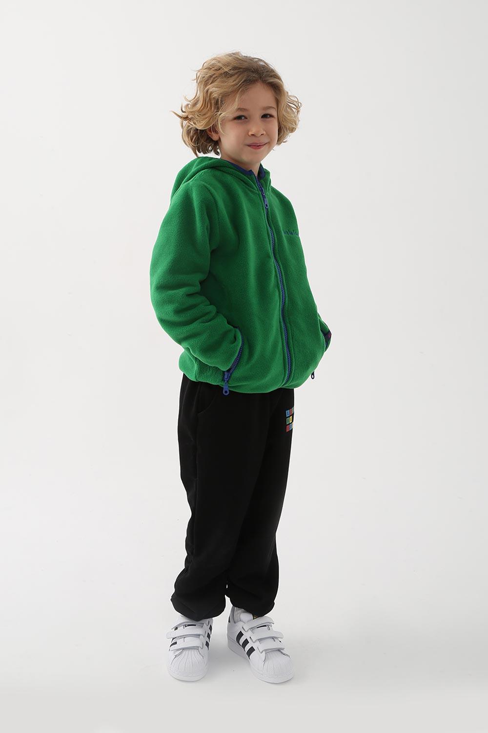 Let's Be Friends-Polar Zipli Hoodie - Yeşil-Sweatshirts & Hoodies-2-Milagron.com