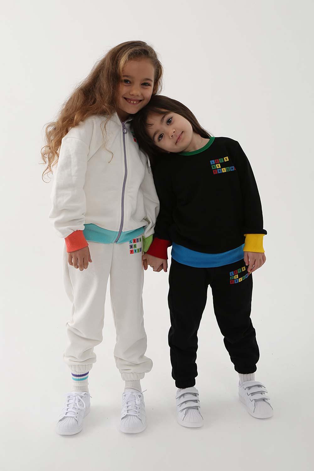 Let's Be Friends-Sweatshirt - Siyah-Sweatshirts & Hoodies-2-Milagron.com