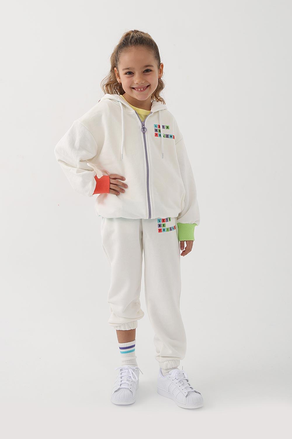 Let's Be Friends-Zipli Hoodie -Ekru-Sweatshirts & Hoodies-5-Milagron.com