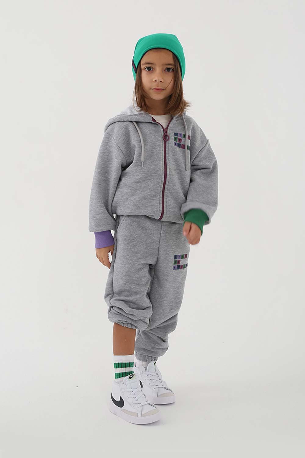 Let's Be Friends-Zipli Hoodie - Gri Melanj-Sweatshirts & Hoodies-1-Milagron.com