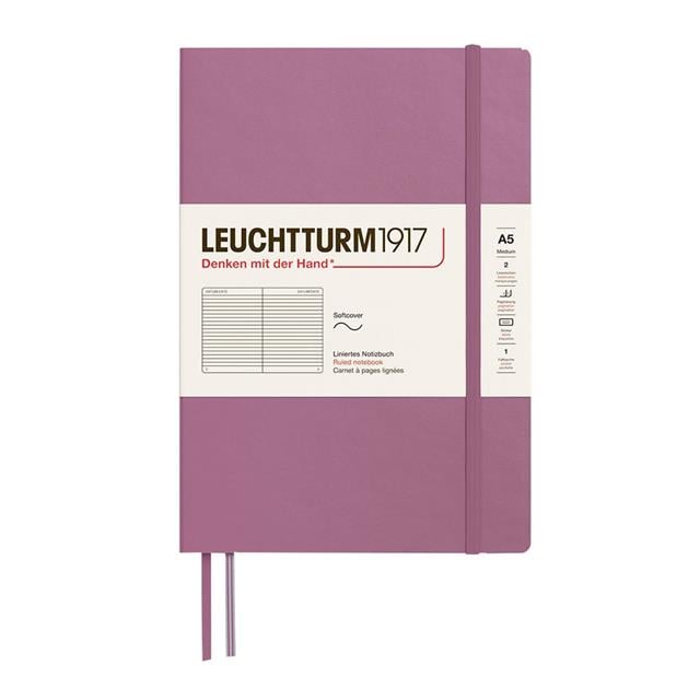 Leuchtturm 1917-2025 Colors Orta Boy (A5), Sert Kapak, 251 Sayfa, Çizgili Defter Dusty Rose 372186-Defter-1-Milagron.com