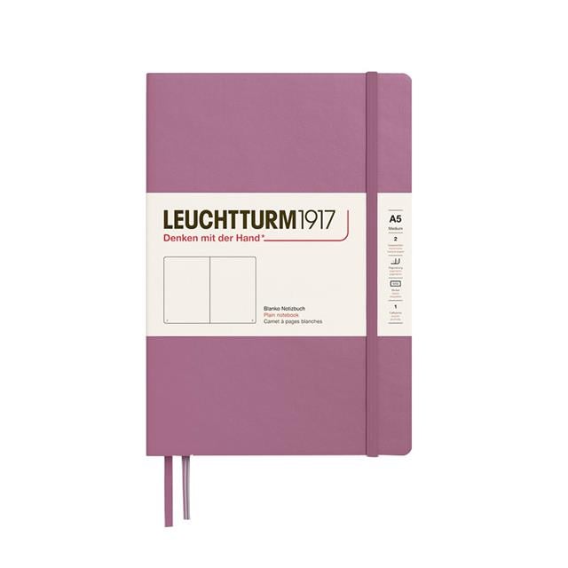 Leuchtturm 1917-2025 Colors Orta Boy (A5), Sert Kapak, 251 Sayfa, Çizgisiz Defter Dusty Rose 372184-Defter-1-Milagron.com