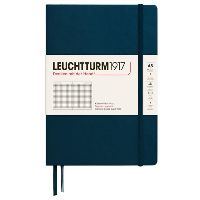 Leuchtturm 1917-2025 Colors Orta Boy (A5), Sert Kapak, 251 Sayfa, Kareli Defter Deep Sea 372191-Defter-1-Milagron.com