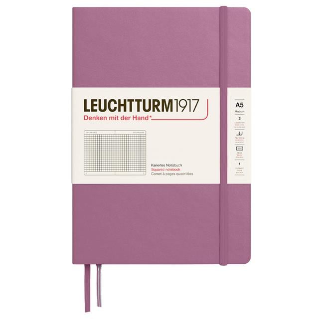 Leuchtturm 1917-2025 Colors Orta Boy (A5), Sert Kapak, 251 Sayfa, Kareli Defter Dusty Rose 372187-Defter-1-Milagron.com