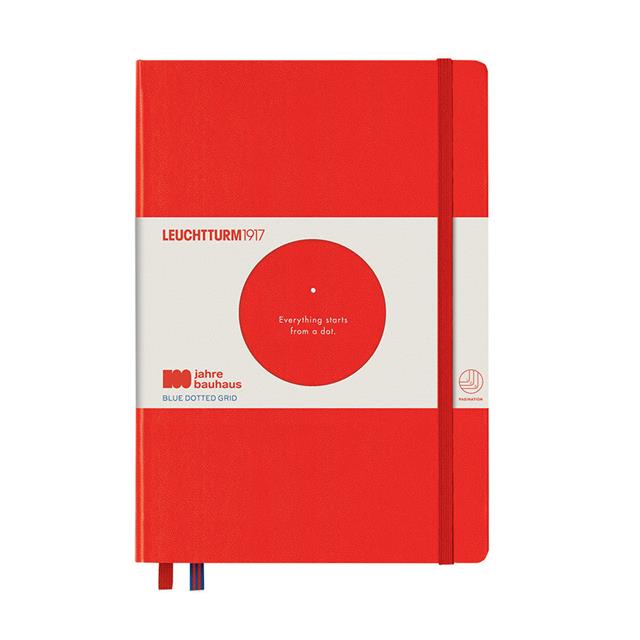 Leuchtturm 1917-Leuchtturm1917 Bauhaus Serisi Not Defteri, Orta Boy (A5), Sert Kapak, 251 Sayfa Mavi Noktalı Defter Red 359619-Noktalı-1-Milagron.com