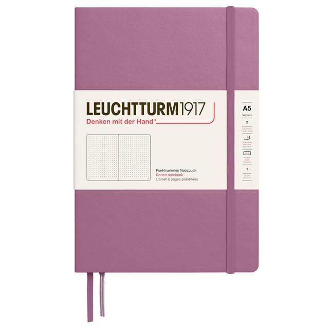 Leuchtturm 1917-Colors Orta Boy (A5), Sert Kapak, 251 Sayfa, Noktalı Defter Dusty Rose 372185-Defter-1-Milagron.com