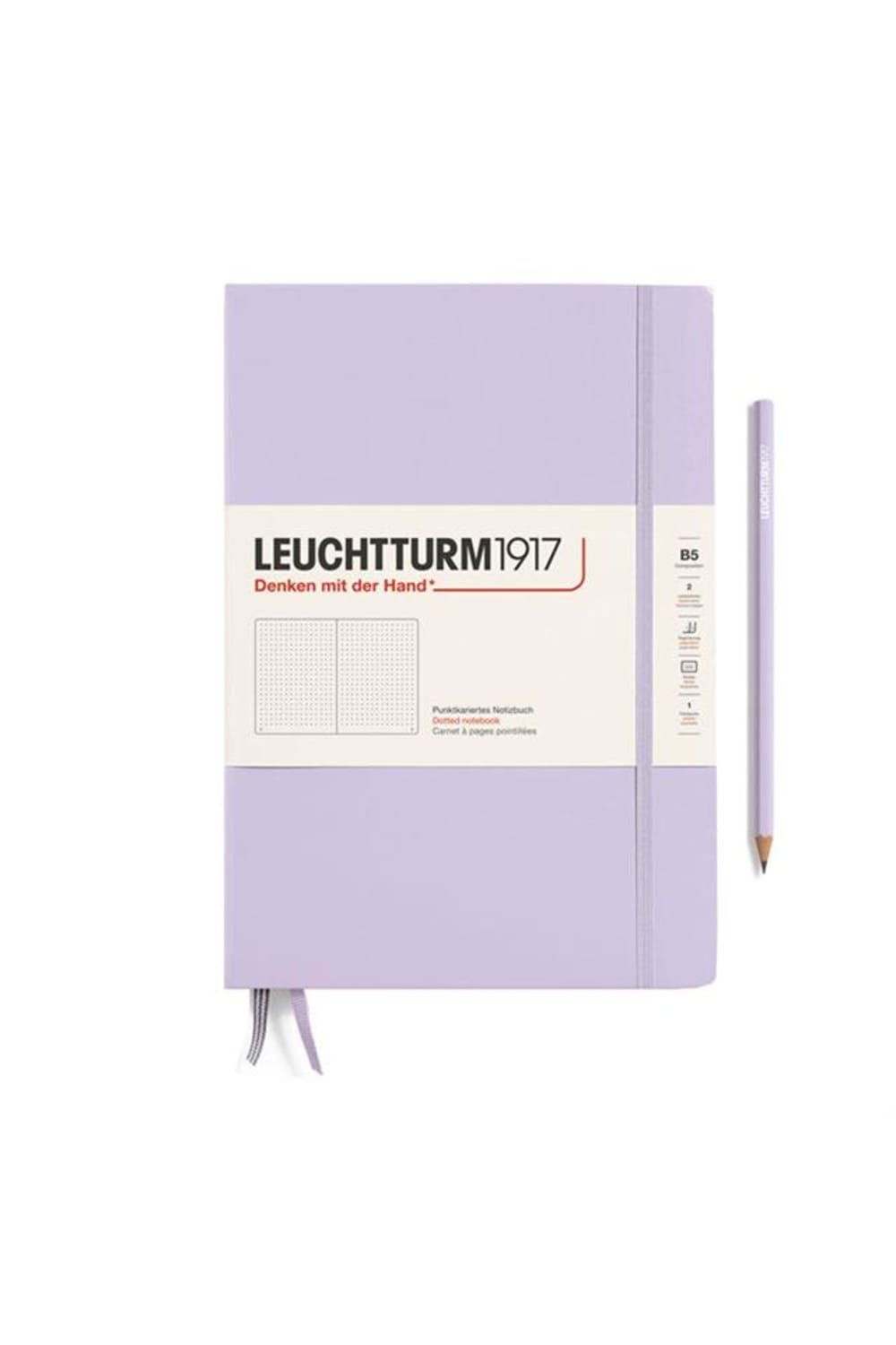 Leuchtturm 1917-Composition Notebook B5 Sert Kapak 219 Sayfa Not Defteri Noktalı Lilac-Defter-1-Milagron.com