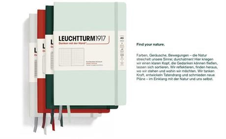 Leuchtturm 1917-Leuchttrum 1917 Medium(A5) Sert Kapak, 251 Numaralandırılmış Çizgisiz Sayfa Defter Sage 361585-Çizgisiz (Düz)-3-Milagron.com
