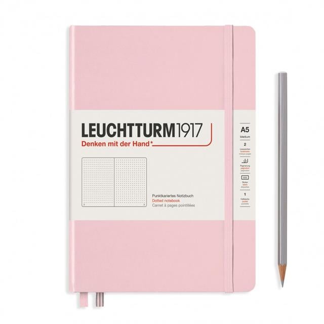 Leuchtturm 1917-Leuchttrum 1917 Medium(A5) Sert Kapak, 251 Numaralandırılmış Noktalı Sayfa Defter Powder 361576-Noktalı-1-Milagron.com