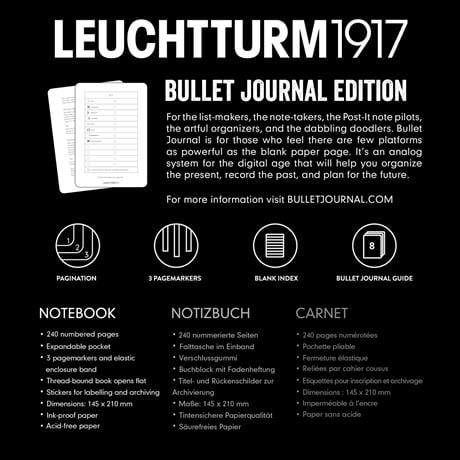 Leuchtturm 1917-Leuchtturm 1917 Bullet Journal Edition 2 A5 Sert Kapak 240 Noktalı Sayfalar Siyah 363572-Defter-3-Milagron.com