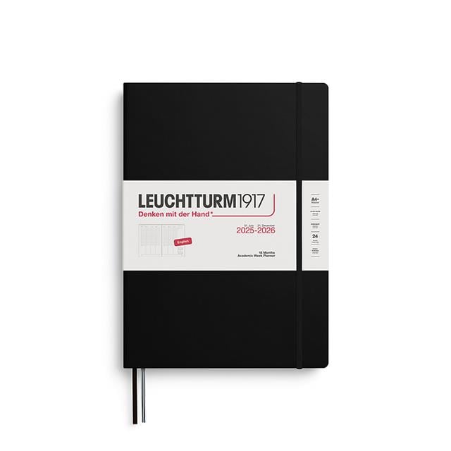 Leuchtturm 1917-Leuchtturm1917 Master Boy (A4+) Akademik 18 Aylık Hafta Ajandası 2026 Sert Kapak, İngilizce, Siyah 372814-Özel Defterler-1-Milagron.com