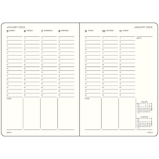 Leuchtturm 1917-Leuchtturm1917 Master Boy (A4+) Akademik 18 Aylık Hafta Ajandası 2026 Sert Kapak, İngilizce, Siyah 372814-Özel Defterler-2-Milagron.com