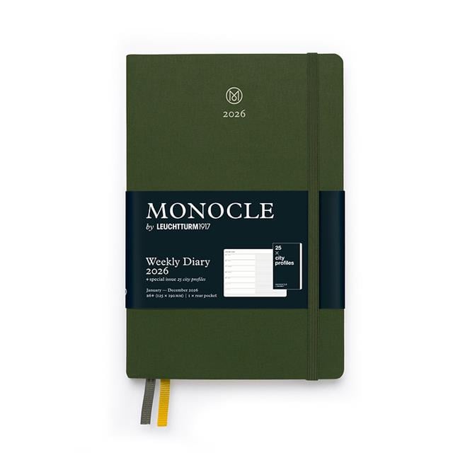 Leuchtturm 1917-Leuchtturm1917 Monocle çanta Boy (B6+) 12 Aylık Ajanda Ve Not Defteri (çizgili) 2026 Sert Kapak, İngilizce, Olive373020-Özel Defterler-1-Milagron.com