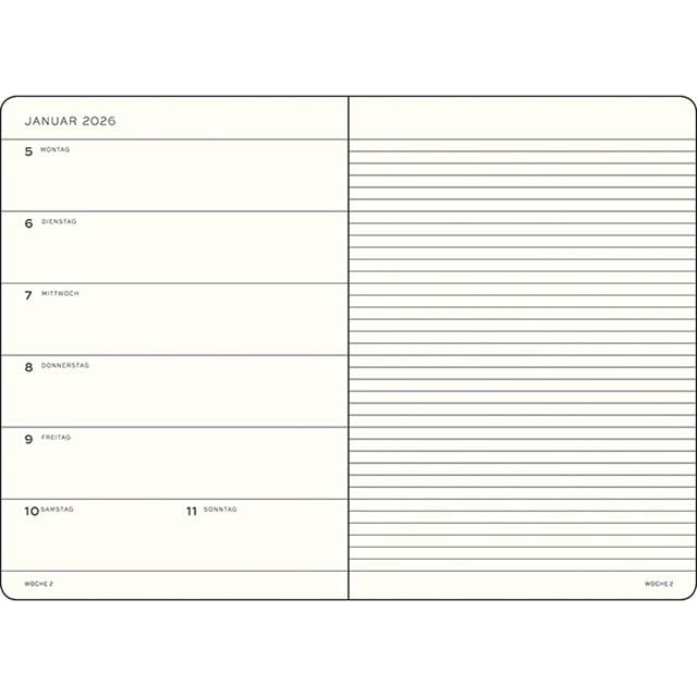 Leuchtturm 1917-Leuchtturm1917 Orta Boy (A5) 12 Aylık Ajanda Ve Not Defteri (çizgili) 2026 Sert Kapak, Almanca, Dusty Rose 372471-Defter-2-Milagron.com