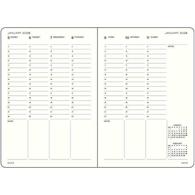 Leuchtturm 1917-Leuchtturm1917 Orta Boy (A5) 12 Aylık Hafta Ajandası 2026 Sert Kapak, İngilizce, Forest Green372763-Özel Defterler-2-Milagron.com