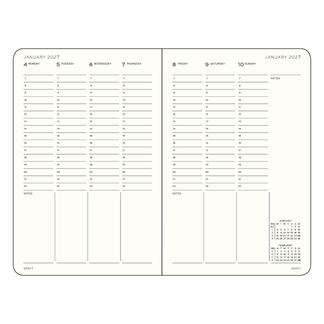 Leuchtturm1917 Planner 2027 - 12M Haftalık Planner Medium A5 2027 İNgilizce Indigo 400318 - ÖnsiPariŞ