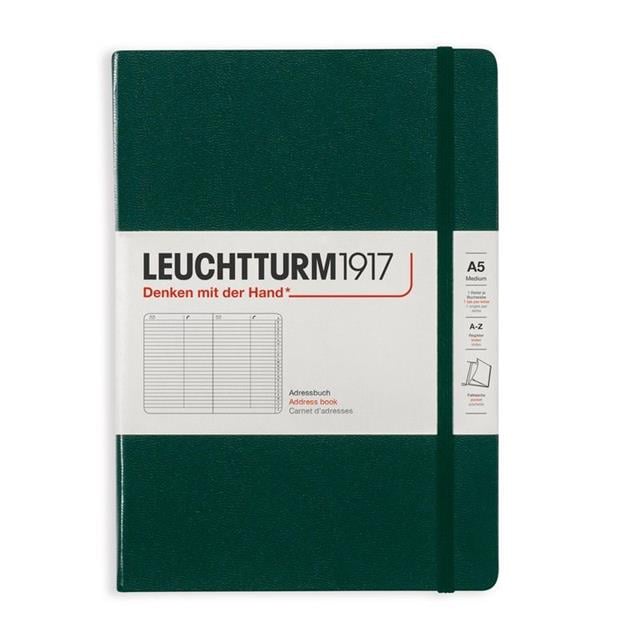 Leuchtturm 1917-Leuchtturm1917 Sert Kapak 100 Gr. Kağıt A5 Adres Defteri Forest Green 370360-Özel Defterler-1-Milagron.com