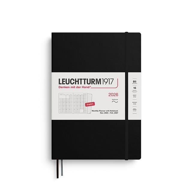 Leuchtturm 1917-Leuchtturm1917 Tablet Boy (B5) 16 Aylık Ajanda Ve Not Defteri (çizgili) 2026 Yumuşak Kapak, İngilizce, Siyah 372784-Özel Defterler-1-Milagron.com