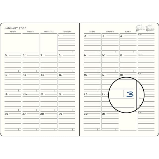 Leuchtturm 1917-Leuchtturm1917 çanta Boy (B6+) 16 Aylık Ajanda Ve Not Defteri (çizgili) 2026 Yumuşak Kapak, İngilizce, Siyah 372790-Özel Defterler-2-Milagron.com