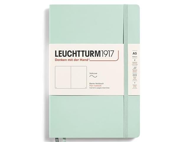 Leuchtturm 1917-Medium A5 Sert Kapak 251 Numaralandırılmış Çizgisiz Sayfa Defter Mint Green-Defter-2-Milagron.com