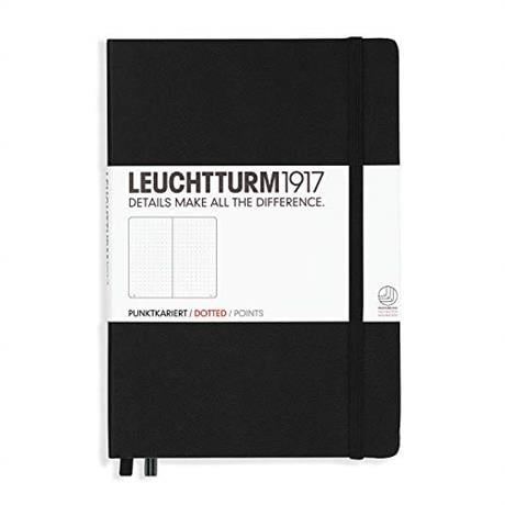 Leuchtturm 1917-Medium(a5) Sert Kapak, 251 Numaralandırılmış Kareli Sayfa Defter Black 315928-Defter-1-Milagron.com