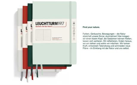 Leuchtturm 1917-Medium(a5) Sert Kapak, 251 Numaralandırılmış Noktalı Sayfa Defter Forest Green 367255-Defter-4-Milagron.com