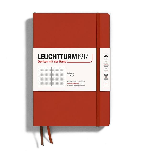Leuchtturm 1917-Medium(a5) Yumuşak Kapak, Noktalı, 123 Numaralandırılmış Sayfa Defter Fox Red 367266-Defter-1-Milagron.com