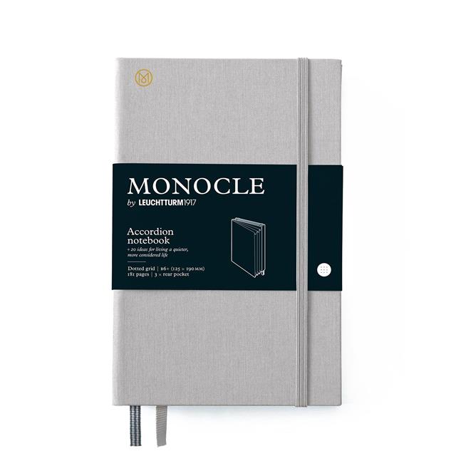 Leuchtturm 1917-Leuchtturm1917 X Monocle Limited Edition Defter Wallet B6+, Sert Kapak, 192 Noktalı Sayfa, Light Grey 363369-Noktalı-1-Milagron.com