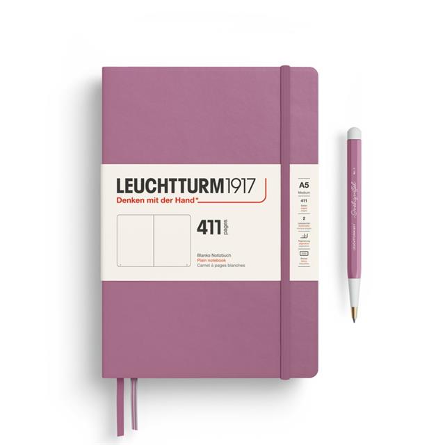 Leuchtturm 1917-Leuchtturm1917 Not Defteri Orta Boy (A5), Sert Kapak, 411 Numaralandırılmış Sayfa, çizgisiz,Dusty Rose 372921-Çizgisiz (Düz)-1-Milagron.com